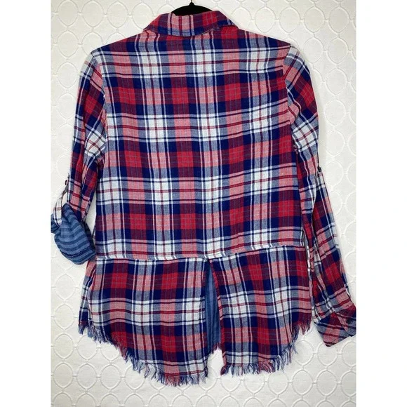 BeachLunchLounge Maxwell Plaid Raw Hem Shirt - Picture 5 of 5